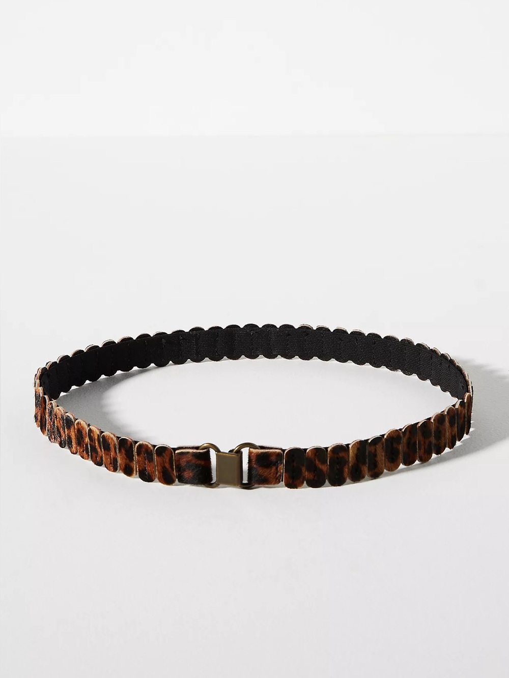 NWT Rachel Zoe Anthropologie Leopard Print Faux Calf Hair Stretch Belt L/XL - Picture 2 of 10
